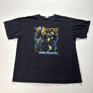 Vintage NSync 2002 Celebrity Concert Tour T Shirt Black Sz XL Boy Band Y2K